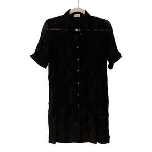 Artizia Wilfred Black Sheer Short Sleeve Minid Dress XXS